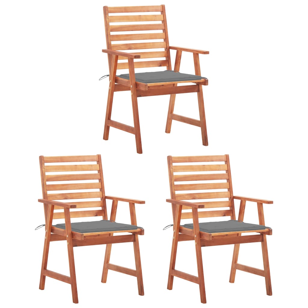 vidaXL Patio Dining Chairs Outdoor Patio Chair with Cushions Solid Wood Acacia-9