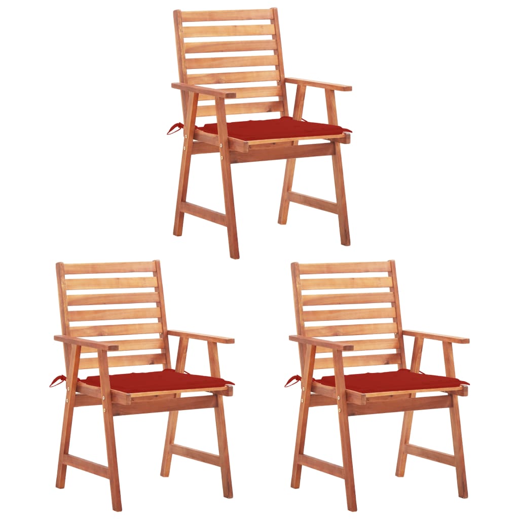 vidaXL Patio Dining Chairs Outdoor Patio Chair with Cushions Solid Wood Acacia-28