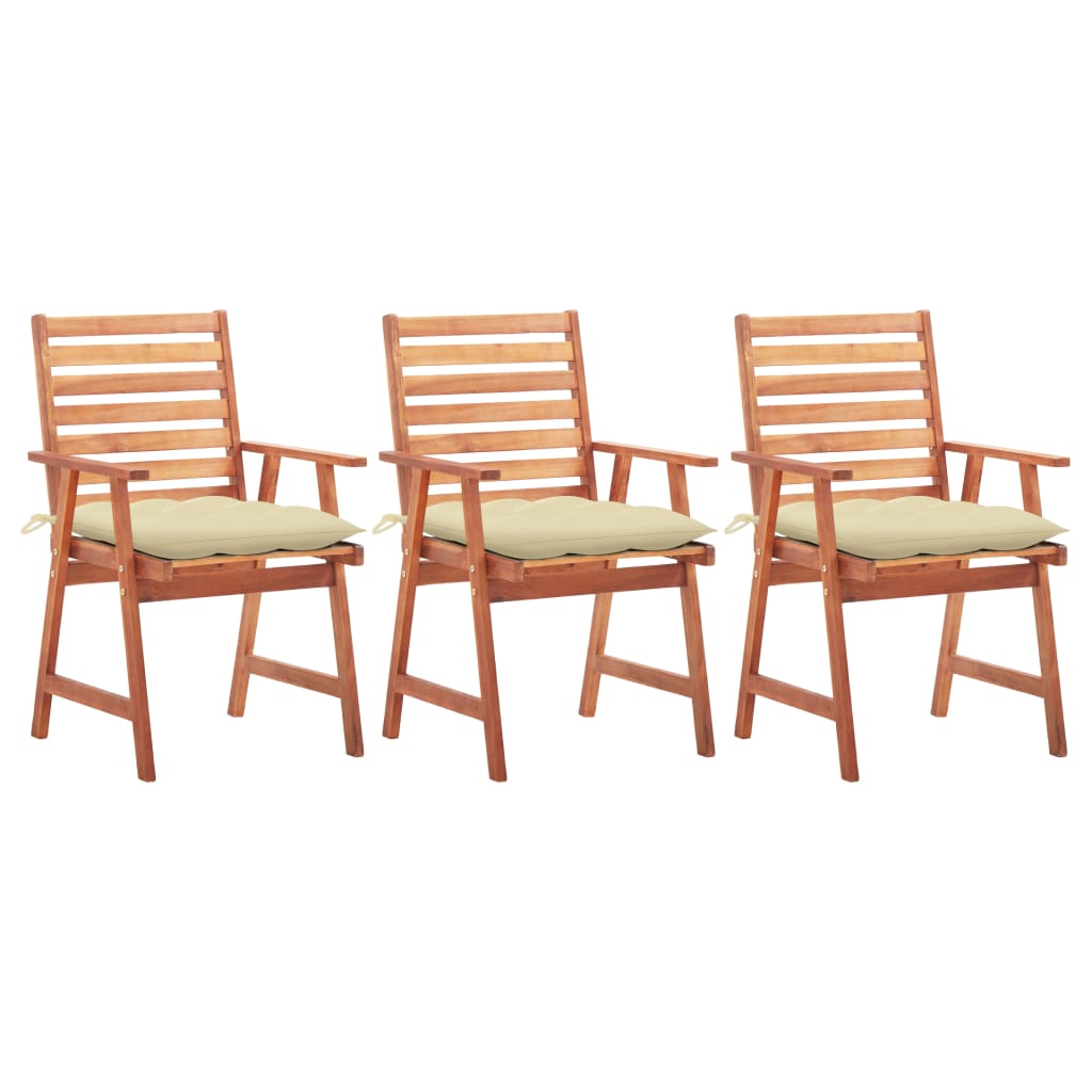 vidaXL Patio Dining Chairs Outdoor Patio Chair with Cushions Solid Wood Acacia-12