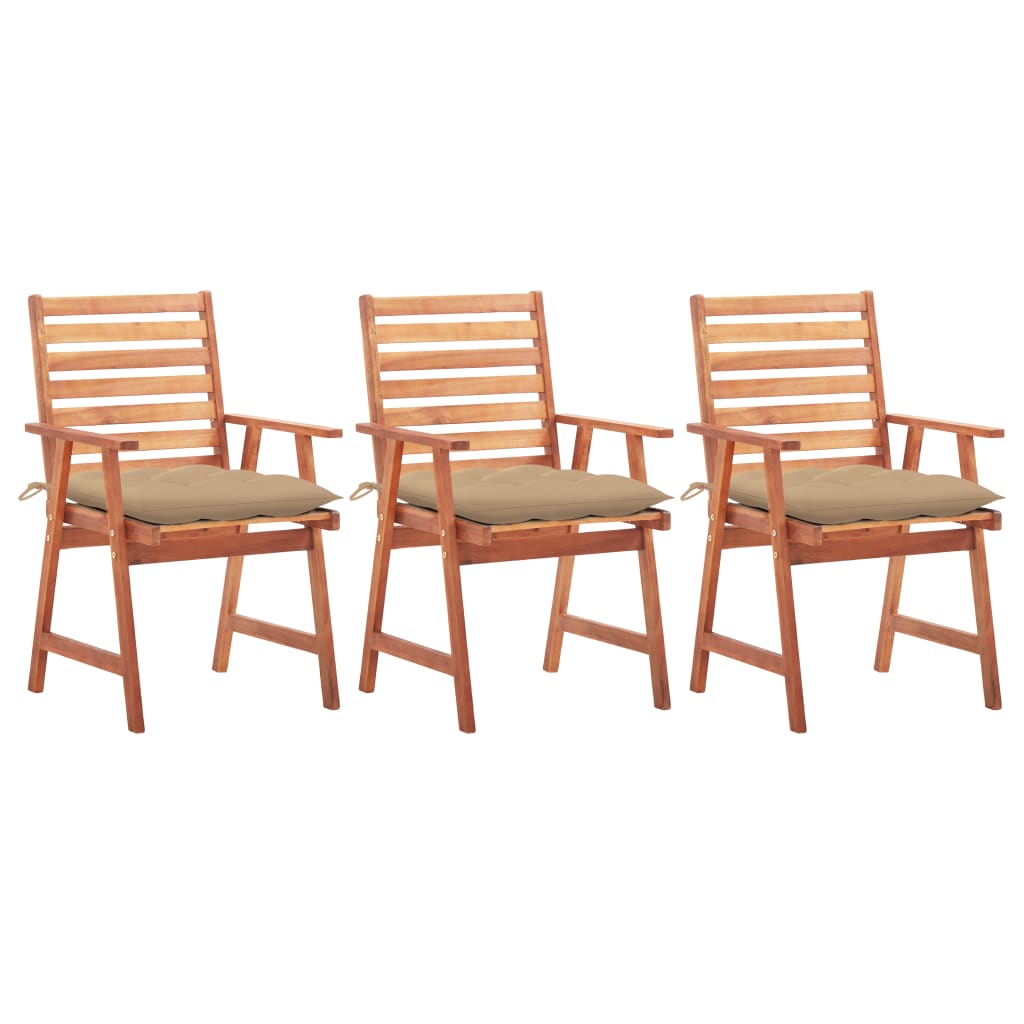 vidaXL Patio Dining Chairs Outdoor Patio Chair with Cushions Solid Wood Acacia-61