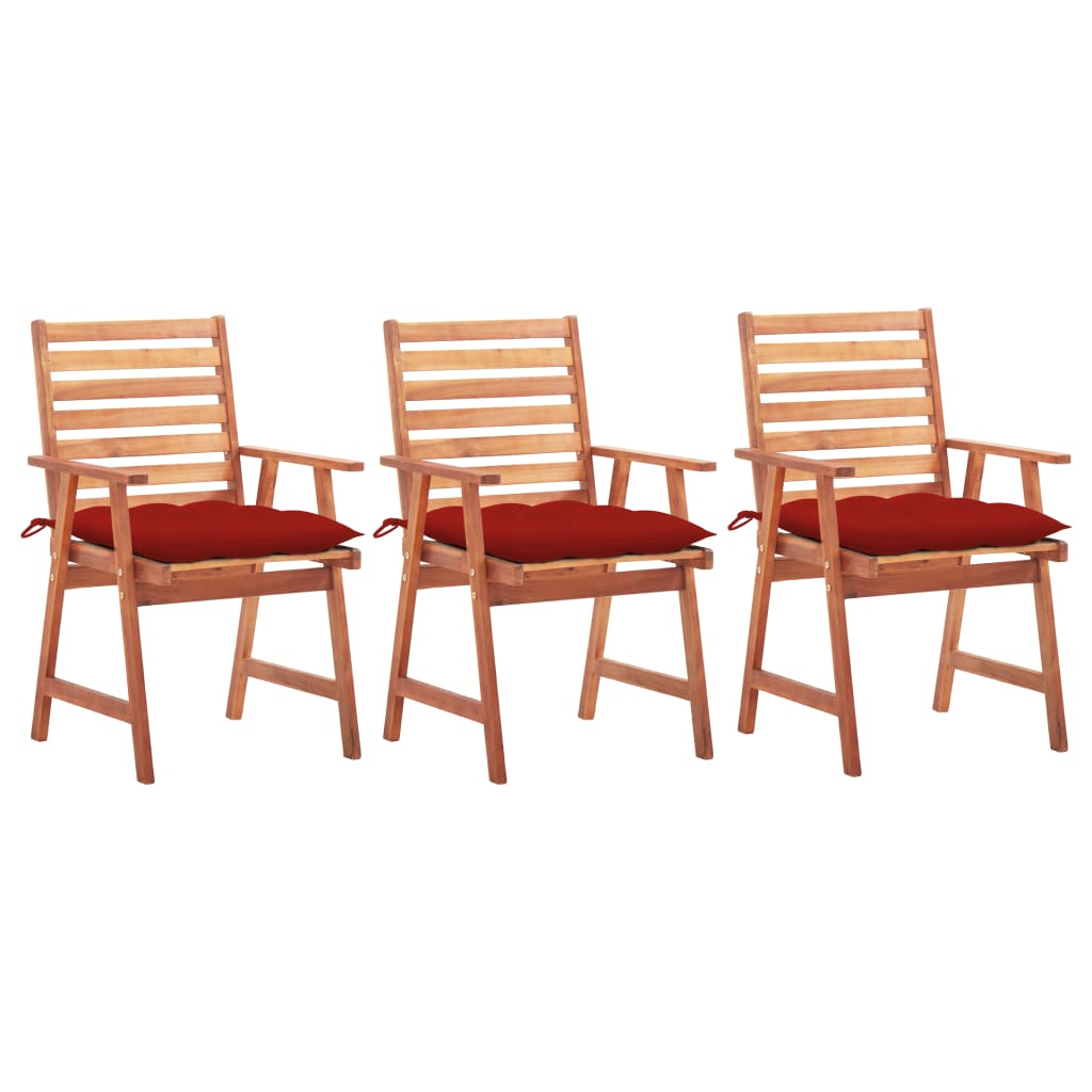 vidaXL Patio Dining Chairs Outdoor Patio Chair with Cushions Solid Wood Acacia-28