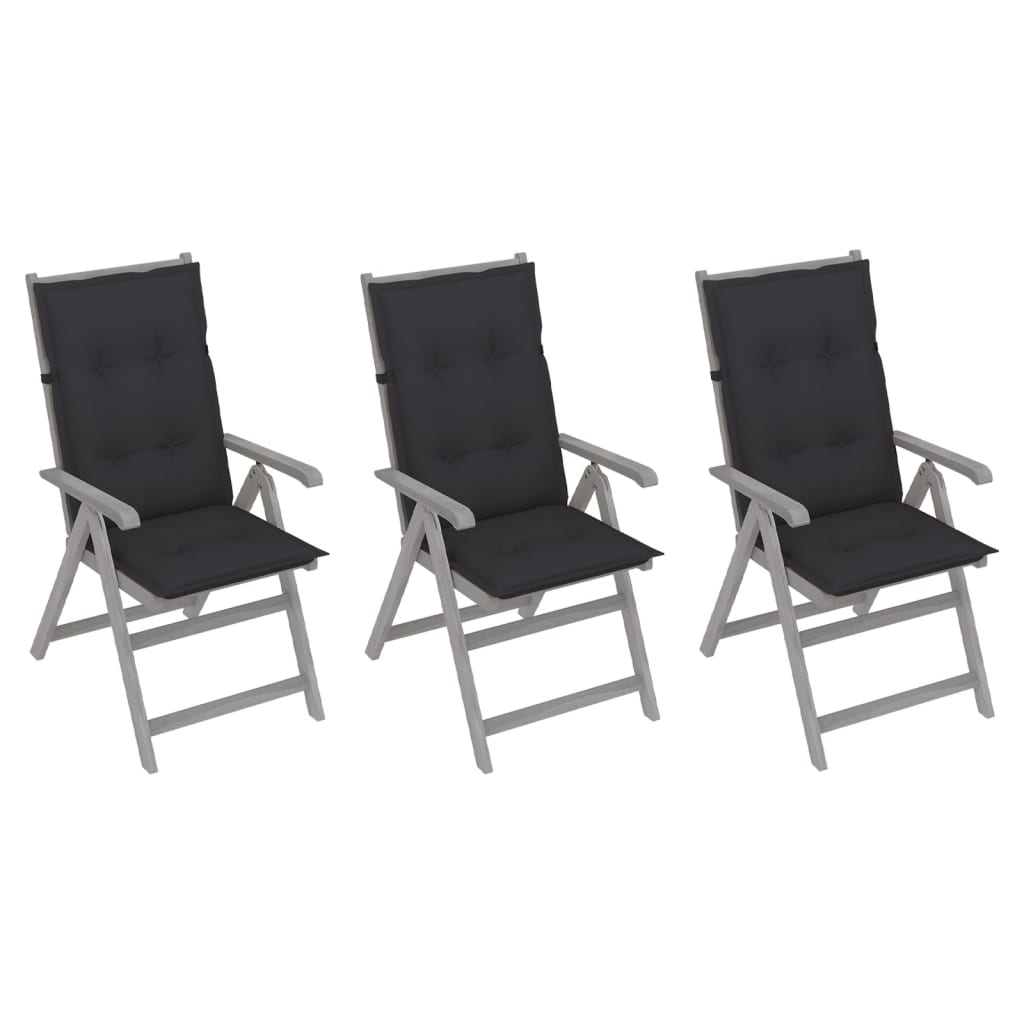 vidaXL Outdoor Recliner Chairs Patio Chair with Cushions Solid Wood Acacia-54