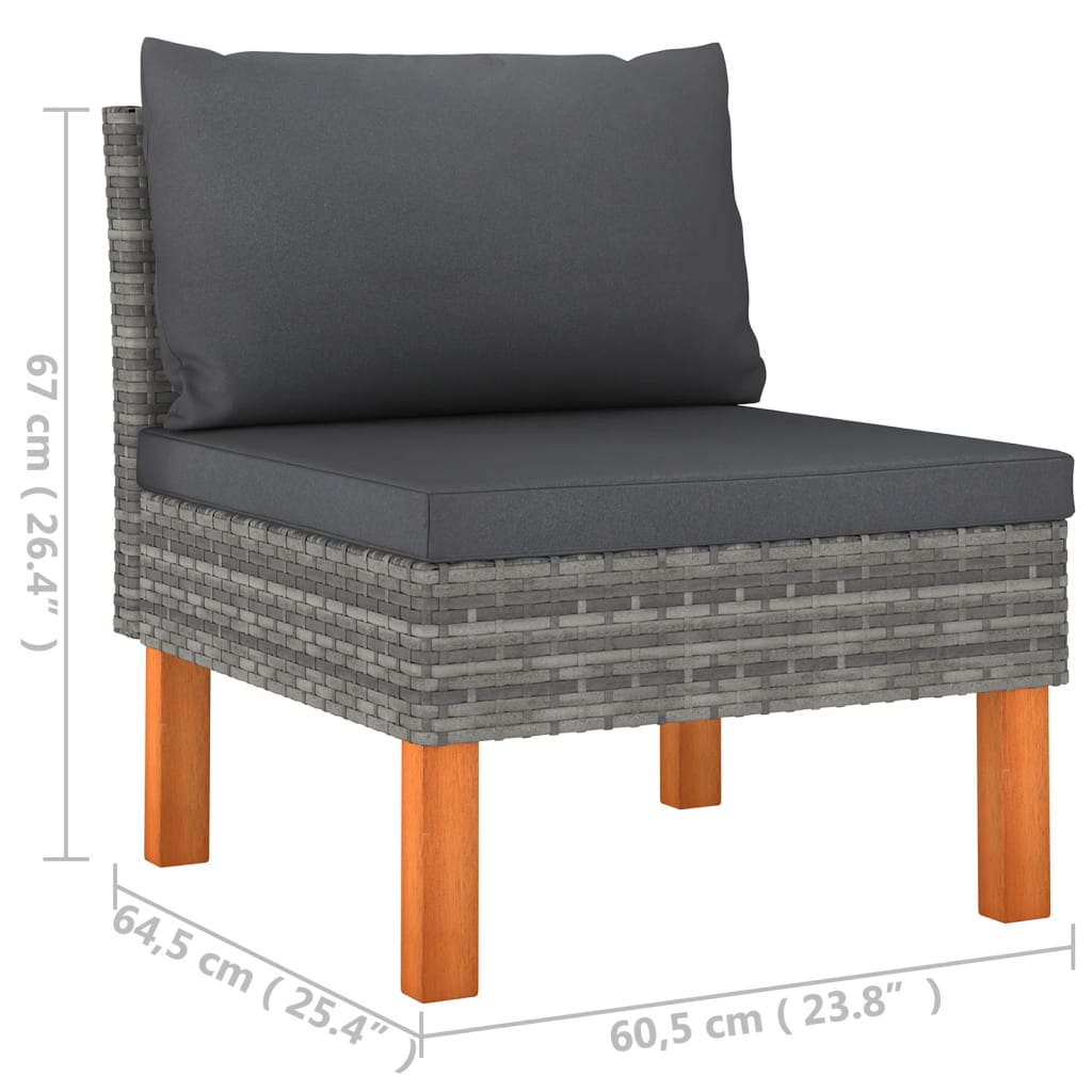 vidaXL 8 Piece Patio Lounge Set with Cushions Poly Rattan Gray-5