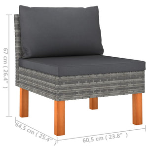 vidaXL 8 Piece Patio Lounge Set with Cushions Poly Rattan Gray-5