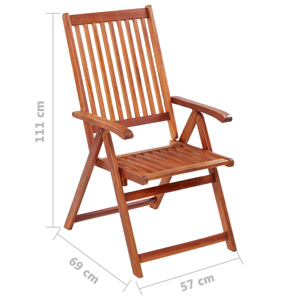 vidaXL Patio Folding Chairs Camping Garden Lawn Chair Solid Wood Acacia Brown-30