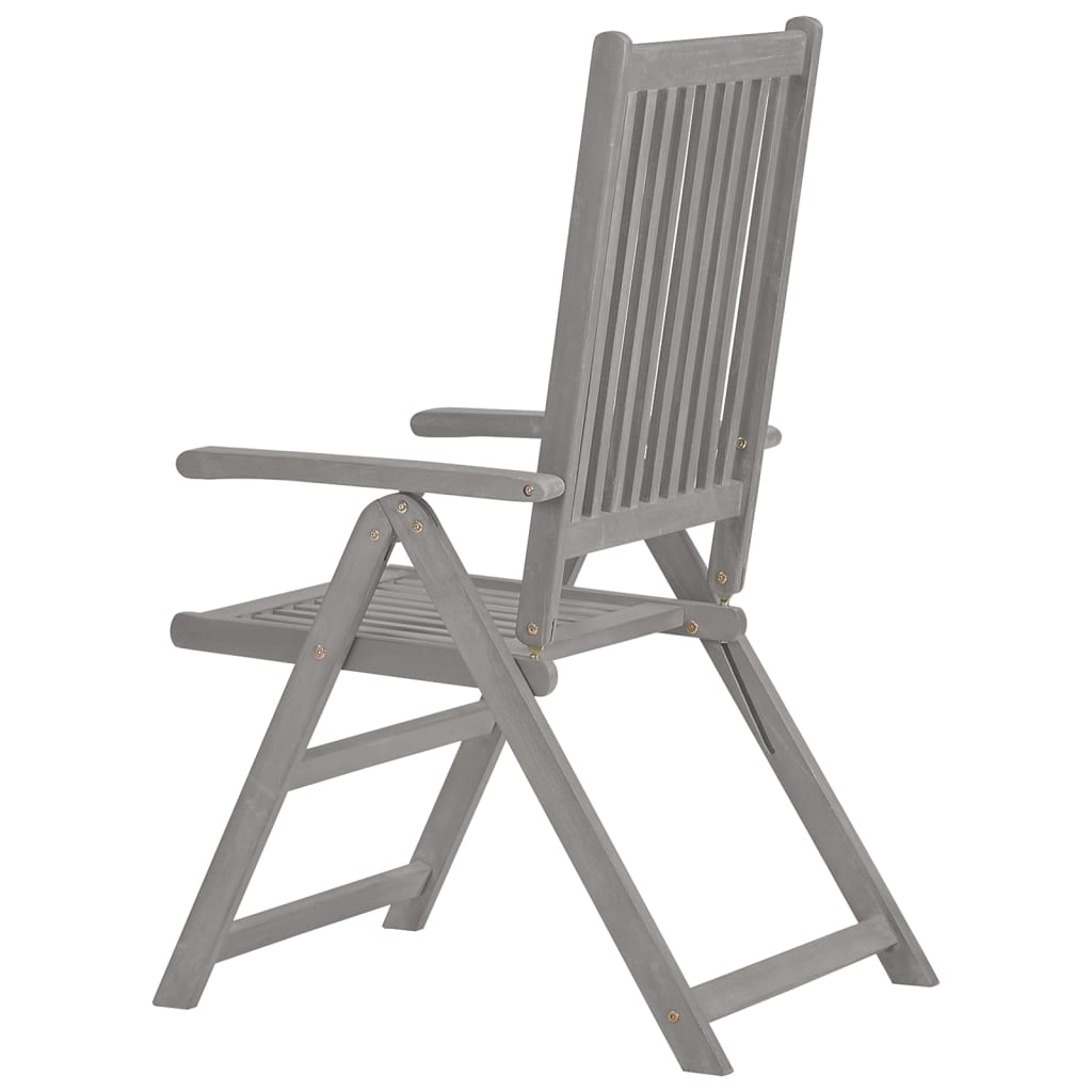 vidaXL Outdoor Recliner Chairs Patio Reclining Chair Gray Solid Wood Acacia-35