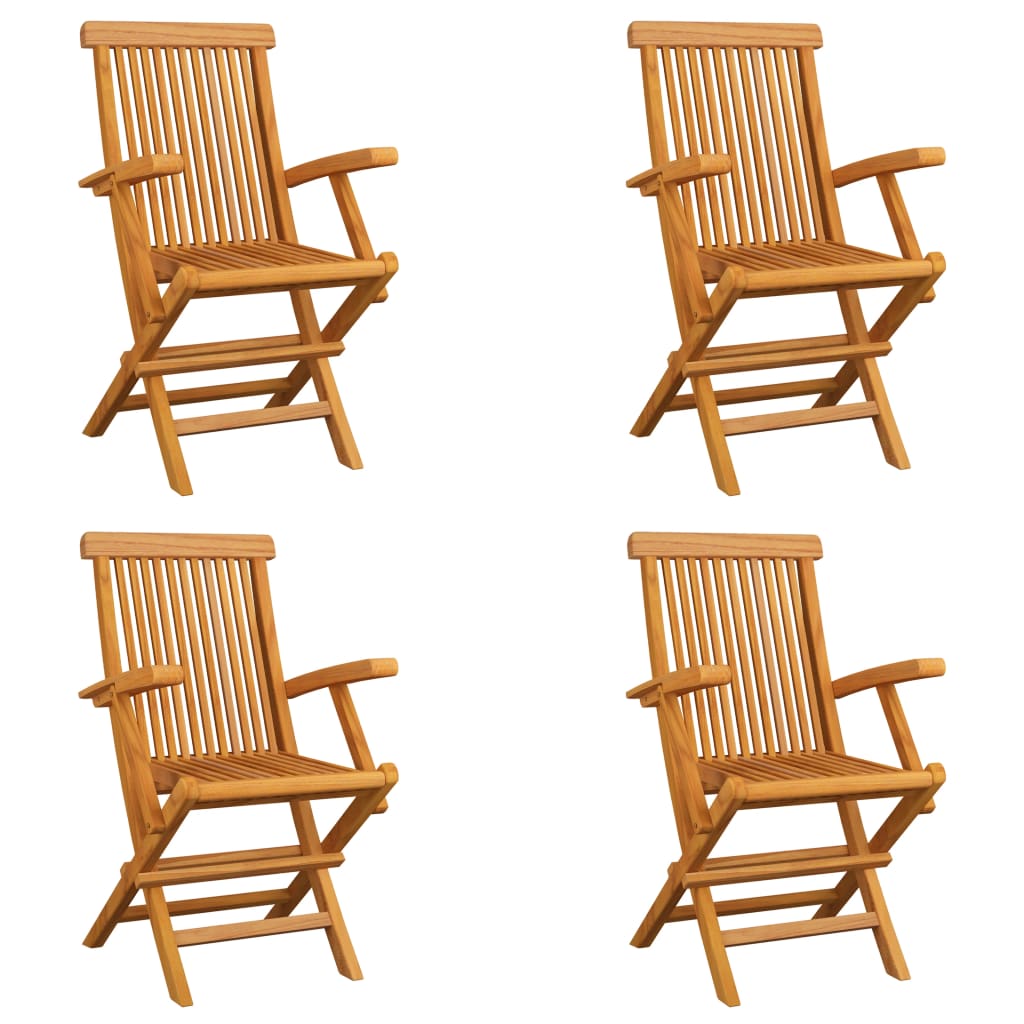 vidaXL Patio Chairs Outdoor Bistro Folding Chair with Armrest Solid Wood Teak-1