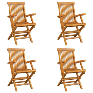 vidaXL Patio Chairs Outdoor Bistro Folding Chair with Armrest Solid Wood Teak-1