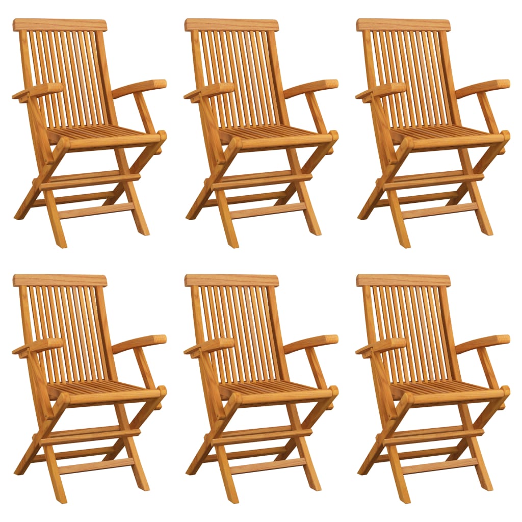 vidaXL Patio Chairs Outdoor Bistro Folding Chair with Armrest Solid Wood Teak-12