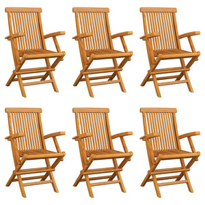 vidaXL Patio Chairs Outdoor Bistro Folding Chair with Armrest Solid Wood Teak-12