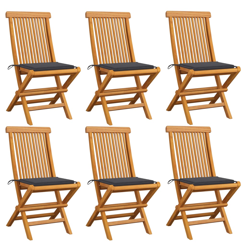 vidaXL Patio Chairs Outdoor Bistro Folding Chair with Cushions Solid Wood Teak-13