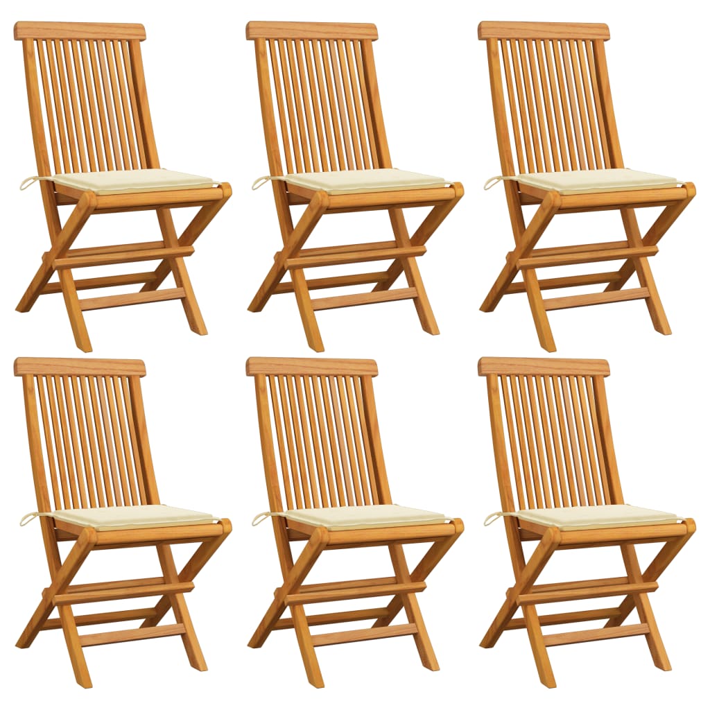 vidaXL Patio Chairs Outdoor Bistro Folding Chair with Cushions Solid Wood Teak-15