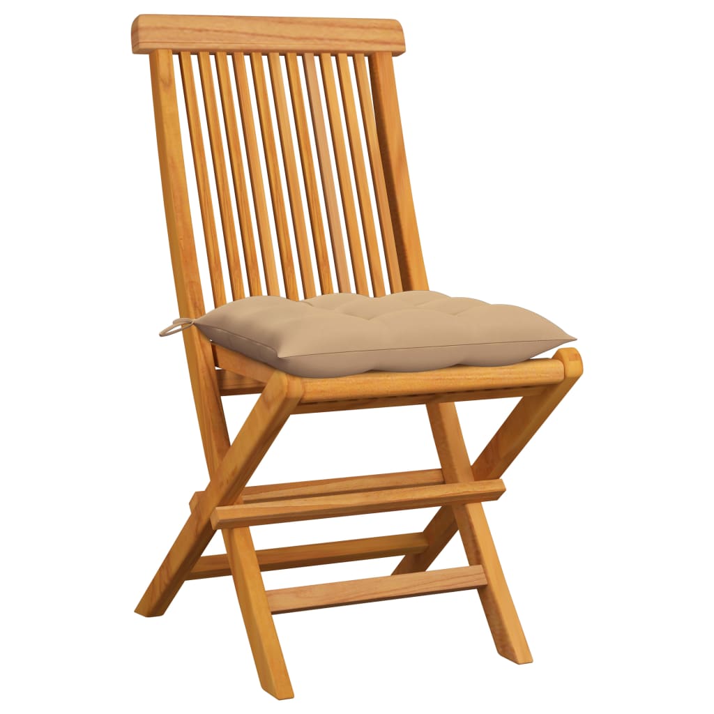 vidaXL Patio Chairs Outdoor Bistro Folding Chair with Cushions Solid Wood Teak-25