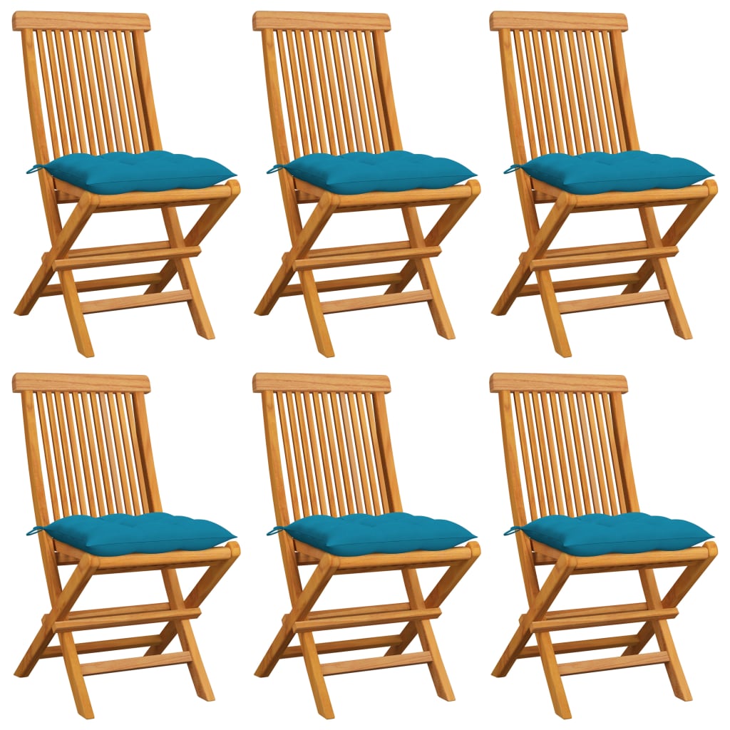 vidaXL Patio Chairs Outdoor Bistro Folding Chair with Cushions Solid Wood Teak-36