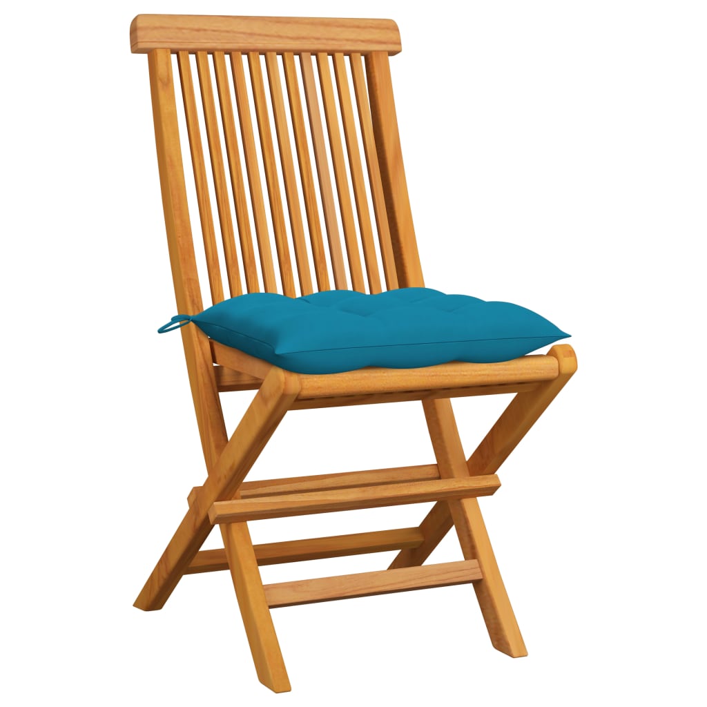 vidaXL Patio Chairs Outdoor Bistro Folding Chair with Cushions Solid Wood Teak-47