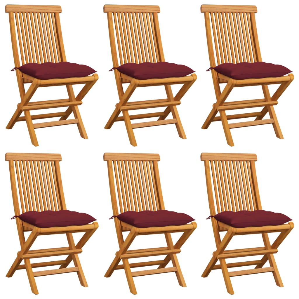 vidaXL Patio Chairs Outdoor Bistro Folding Chair with Cushions Solid Wood Teak-58