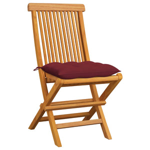 vidaXL Patio Chairs Outdoor Bistro Folding Chair with Cushions Solid Wood Teak-69