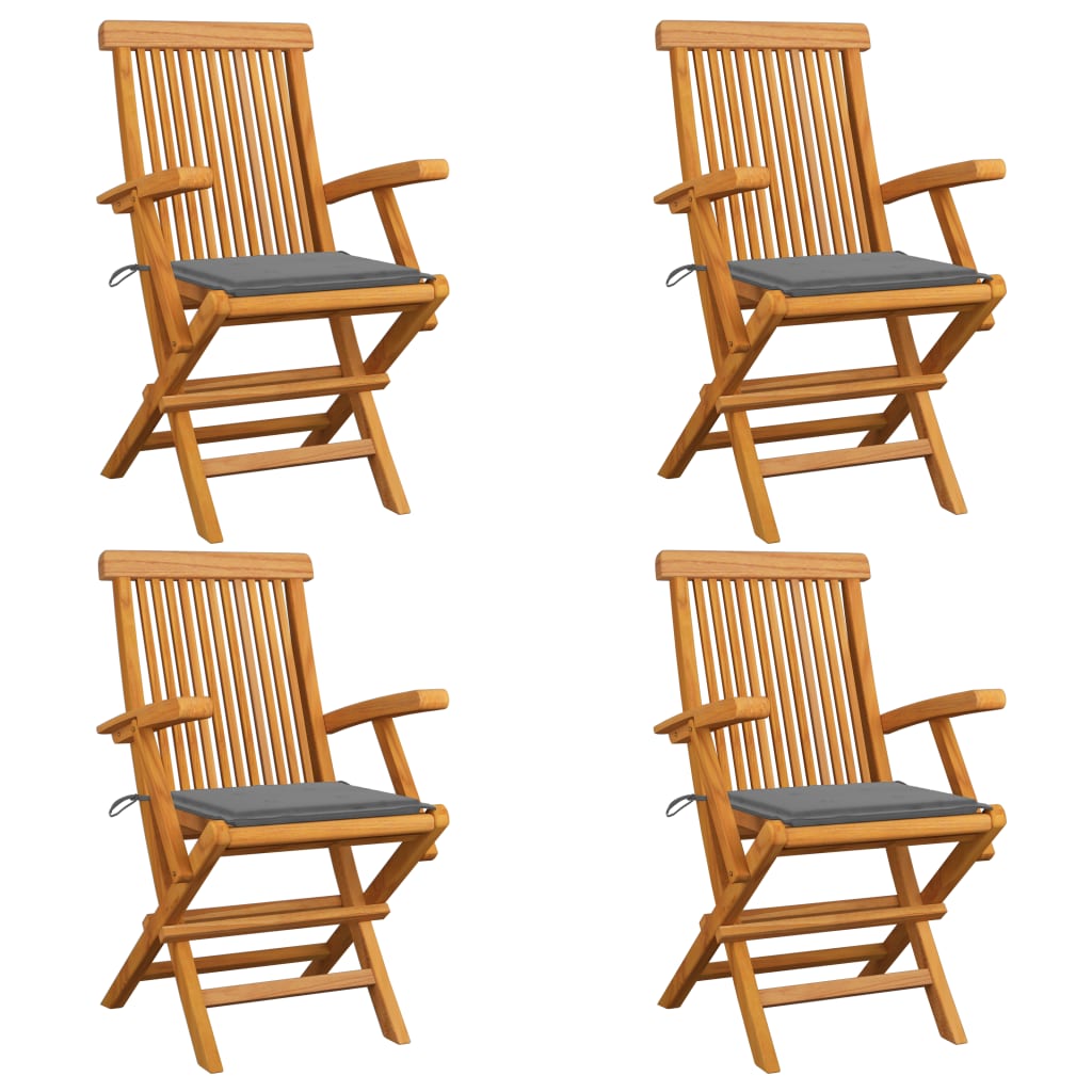 vidaXL Patio Chairs Outdoor Bistro Folding Chair with Cushions Solid Wood Teak-12