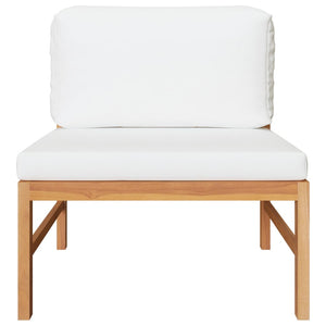 vidaXL Middle Sofa with Cream Cushions Solid Teak Wood-5