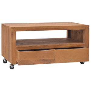 vidaXL TV Stand TV Unit Sideboard Home TV Console with Wheels Solid Teak Wood-3