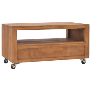 vidaXL TV Stand TV Unit Sideboard Home TV Console with Wheels Solid Teak Wood-5