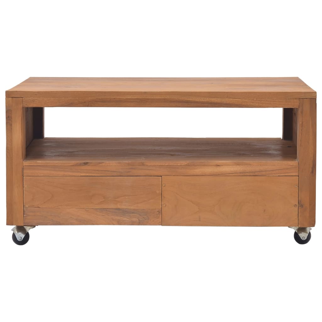 vidaXL TV Stand TV Unit Sideboard Home TV Console with Wheels Solid Teak Wood-17