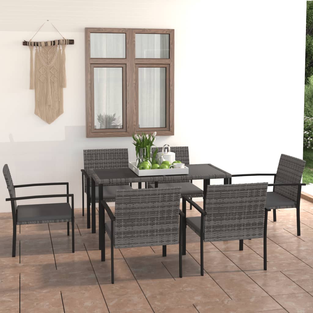 vidaXL Patio Dining Set Dining Table and Chairs Furniture Set Poly Rattan-37