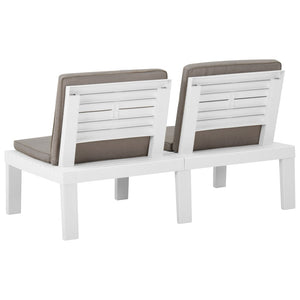 vidaXL Patio Garden Bench Loveseat Outdoor 2-Seater Bench with Cushion Plastic-22