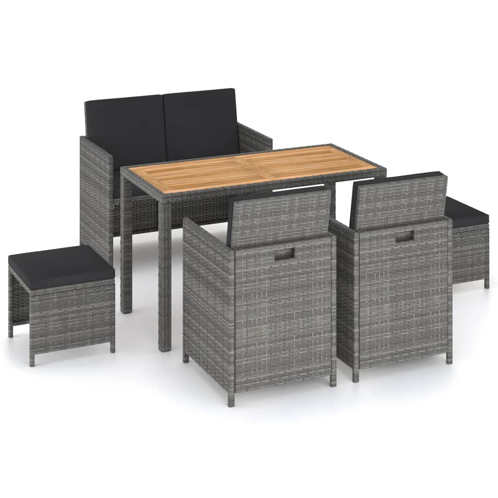 vidaXL Patio Dining Set Dining Table and Chairs Poly Rattan and Wood Black-0