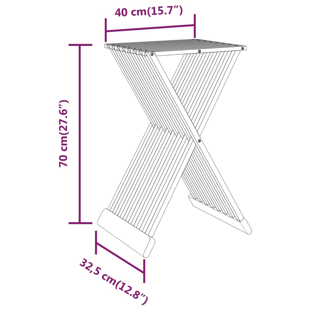 vidaXL Folding Stool 15.7"x12.8"x27.6" Solid Wood Teak-6