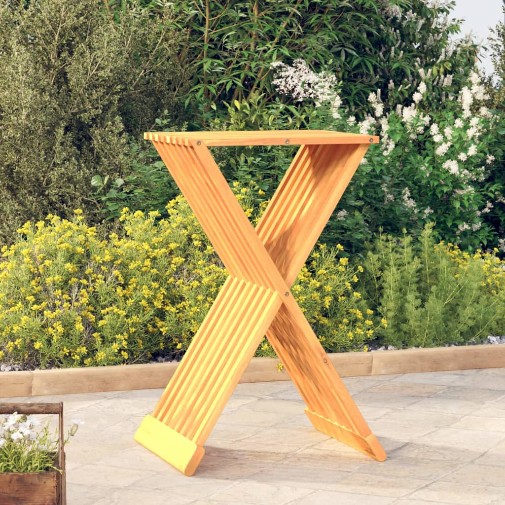 vidaXL Folding Stool 15.7"x12.8"x27.6" Solid Wood Teak-0