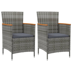 vidaXL Patio Dining Chairs 2 pcs Poly Rattan Gray-0