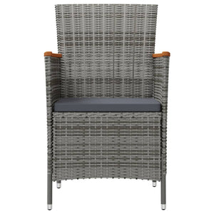 vidaXL Patio Dining Chairs 2 pcs Poly Rattan Gray-1