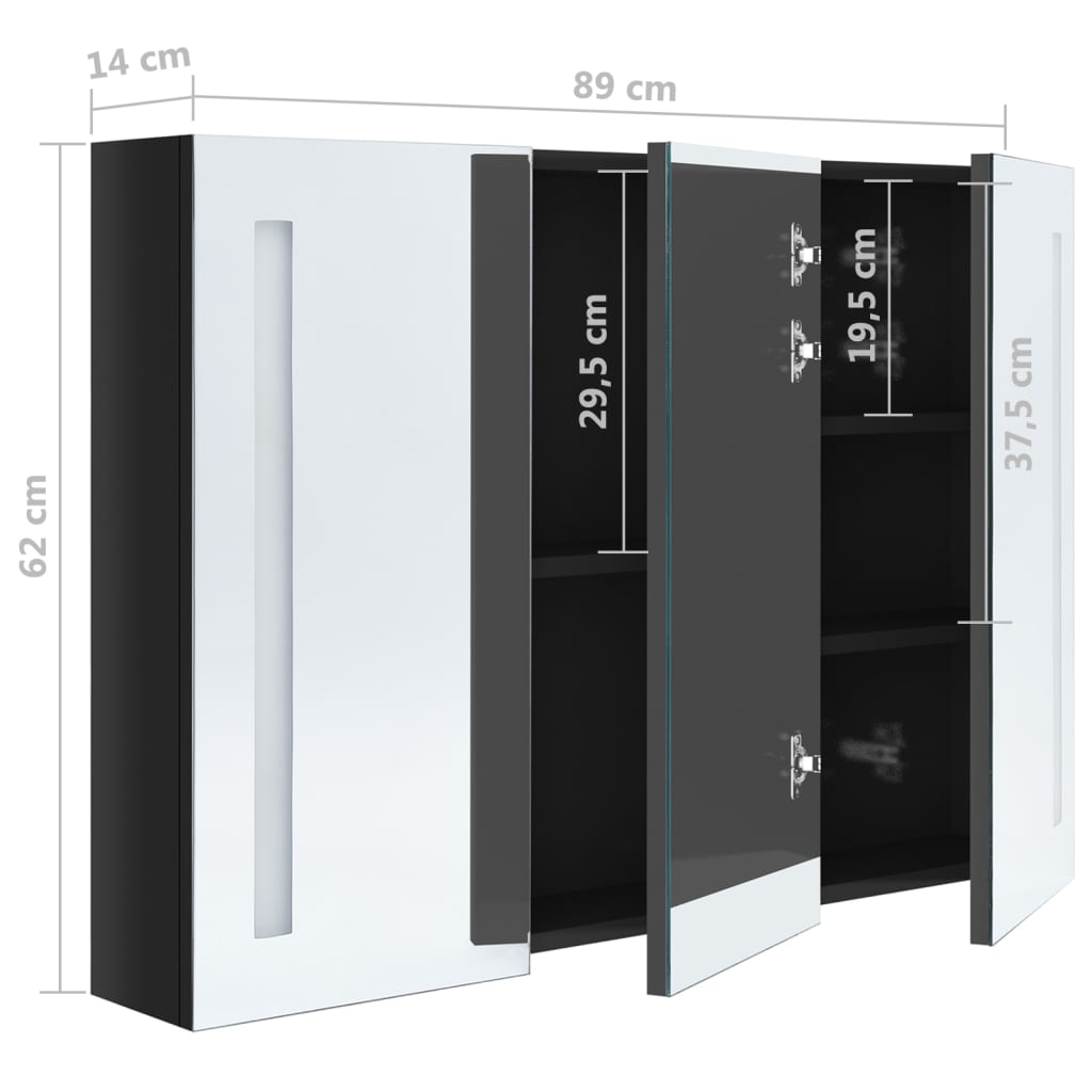 vidaXL Bathroom Cabinet Mirrored Bathroom Vanity Wall Mounted Medicine Cabinet-37
