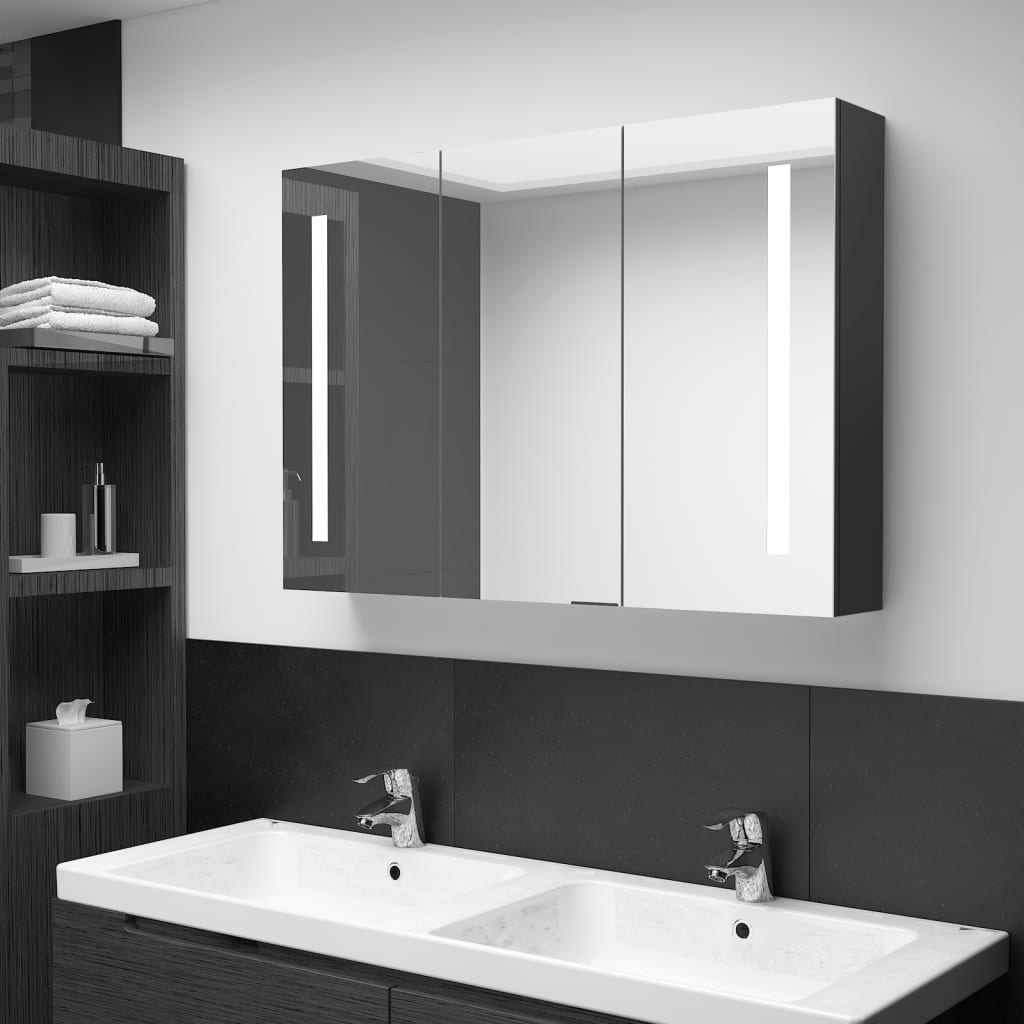 vidaXL Bathroom Cabinet Mirrored Bathroom Vanity Wall Mounted Medicine Cabinet-42