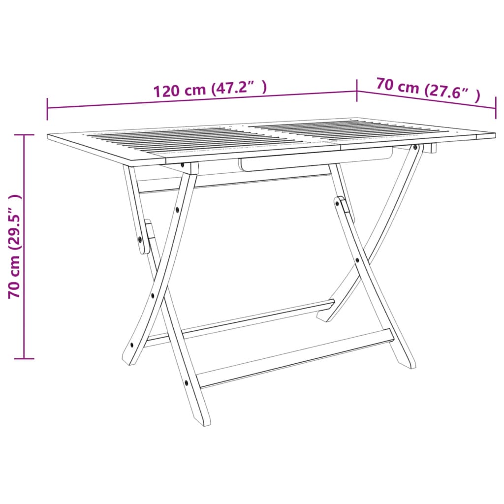 vidaXL Outdoor Dining Table Folding Garden Patio Table Solid Eucalyptus Wood-17