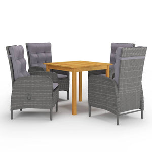 vidaXL Patio Dining Set 3/5 Piece Gray Garden Outdoor Chair Seating Furniture-8