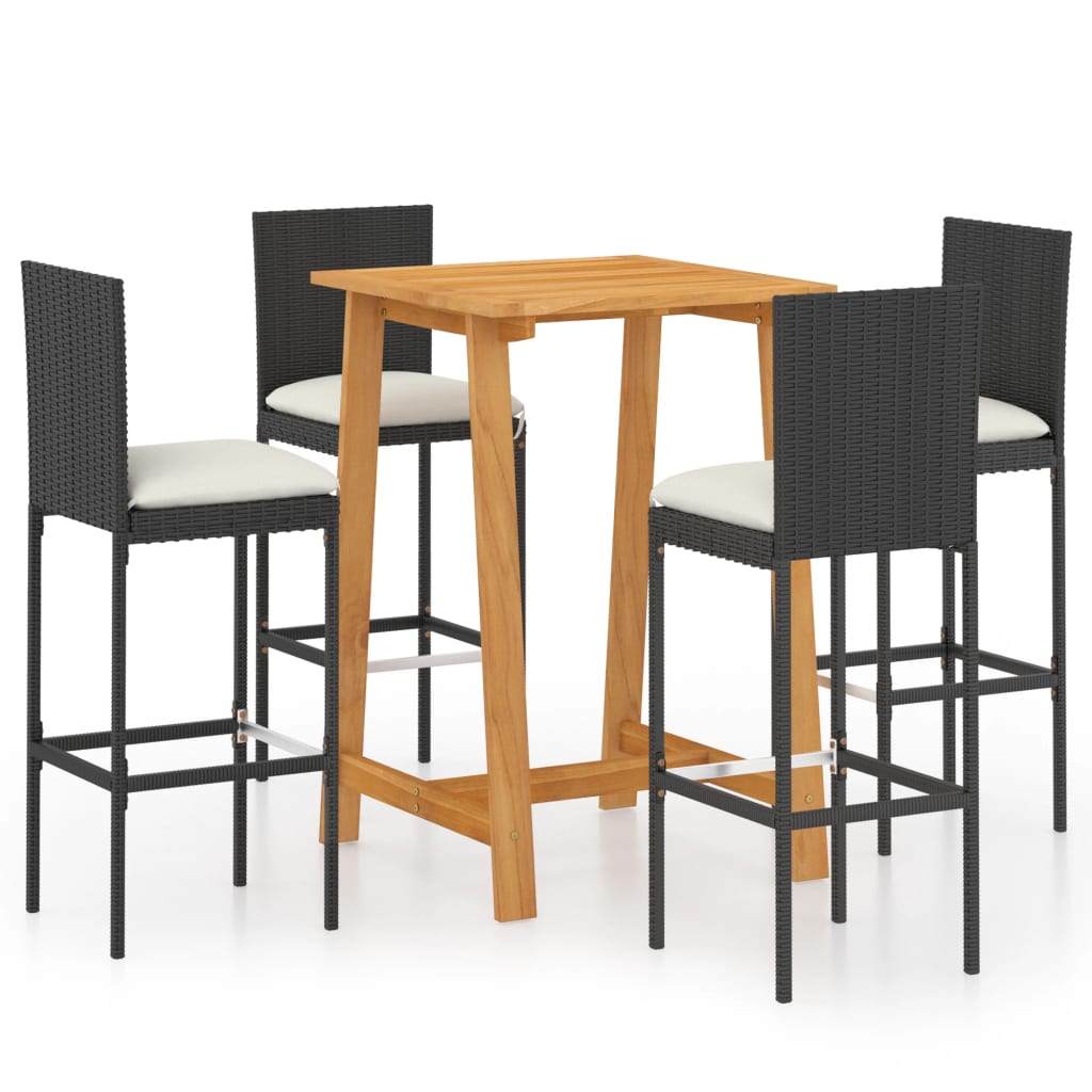 vidaXL Patio Bar Set Bar Table and Stools Patio Furniture Set with Cushions-19