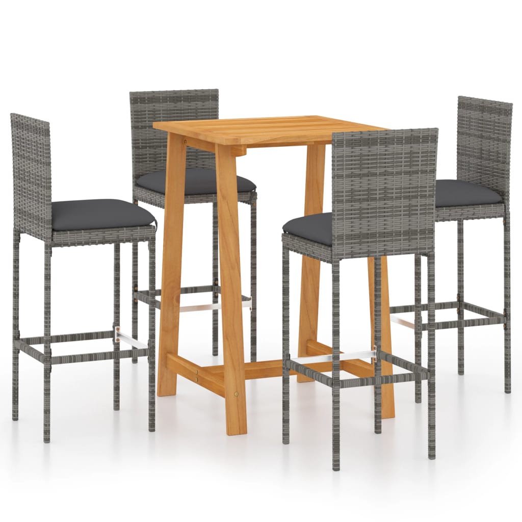 vidaXL Patio Bar Set Bar Table and Stools Patio Furniture Set with Cushions-39