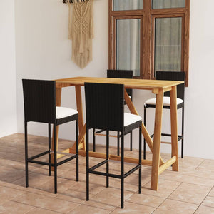 vidaXL Patio Bar Set Bar Table and Stools Patio Furniture Set with Cushions-23