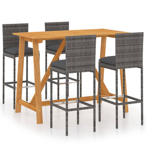 vidaXL Patio Bar Set Bar Table and Stools Patio Furniture Set with Cushions-14