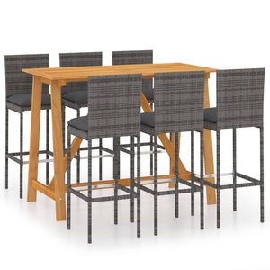 vidaXL Patio Bar Set Bar Table and Stools Patio Furniture Set with Cushions-34