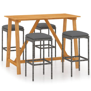 vidaXL Patio Bar Set Bar Table and Stools Patio Furniture Set with Cushions-0