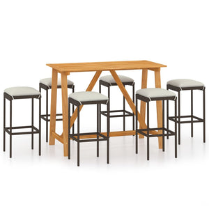vidaXL Patio Bar Set Bar Table and Stools Patio Furniture Set with Cushions-32