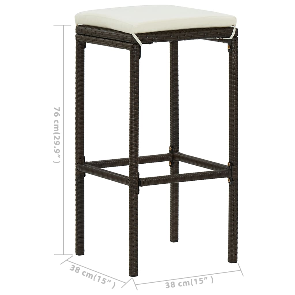 vidaXL Patio Bar Set Bar Table and Stools Patio Furniture Set with Cushions-13