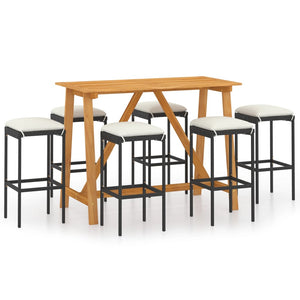 vidaXL Patio Bar Set Bar Table and Stools Patio Furniture Set with Cushions-41