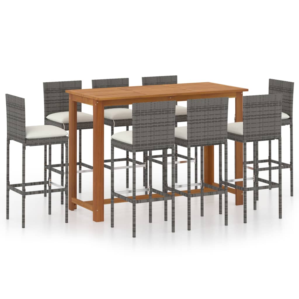 vidaXL Patio Bar Set Bar Table and Stools Patio Furniture Set with Cushions-48