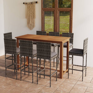 vidaXL Patio Bar Set Bar Table and Stools Patio Furniture Set with Cushions-36