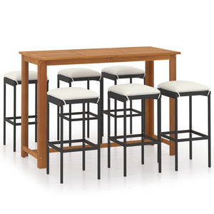 vidaXL Patio Bar Set Bar Table and Stools Patio Furniture Set with Cushions-0