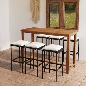 vidaXL Patio Bar Set Bar Table and Stools Patio Furniture Set with Cushions-14